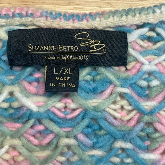 Vintage Womens Chunky Baggy Crochet Pullover Sweater Large Pastel Hipster Comfy - Picture 8 of 9